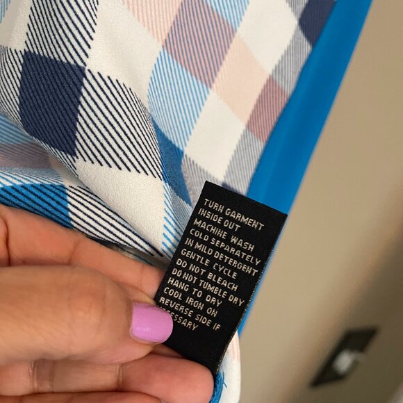 DG2 Diane Gilman Dramatic Hi-Low Crepe Colorblock Top BLUE, Medium, NWT - Picture 8 of 15